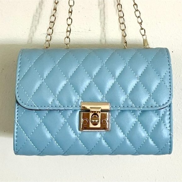 Quilted Crossbody Bag with Fashionable Chain strap adustible Shoulder Bag New - Picture 4 of 14